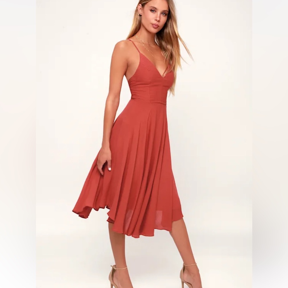 Lulu's Terracotta Midi Dress